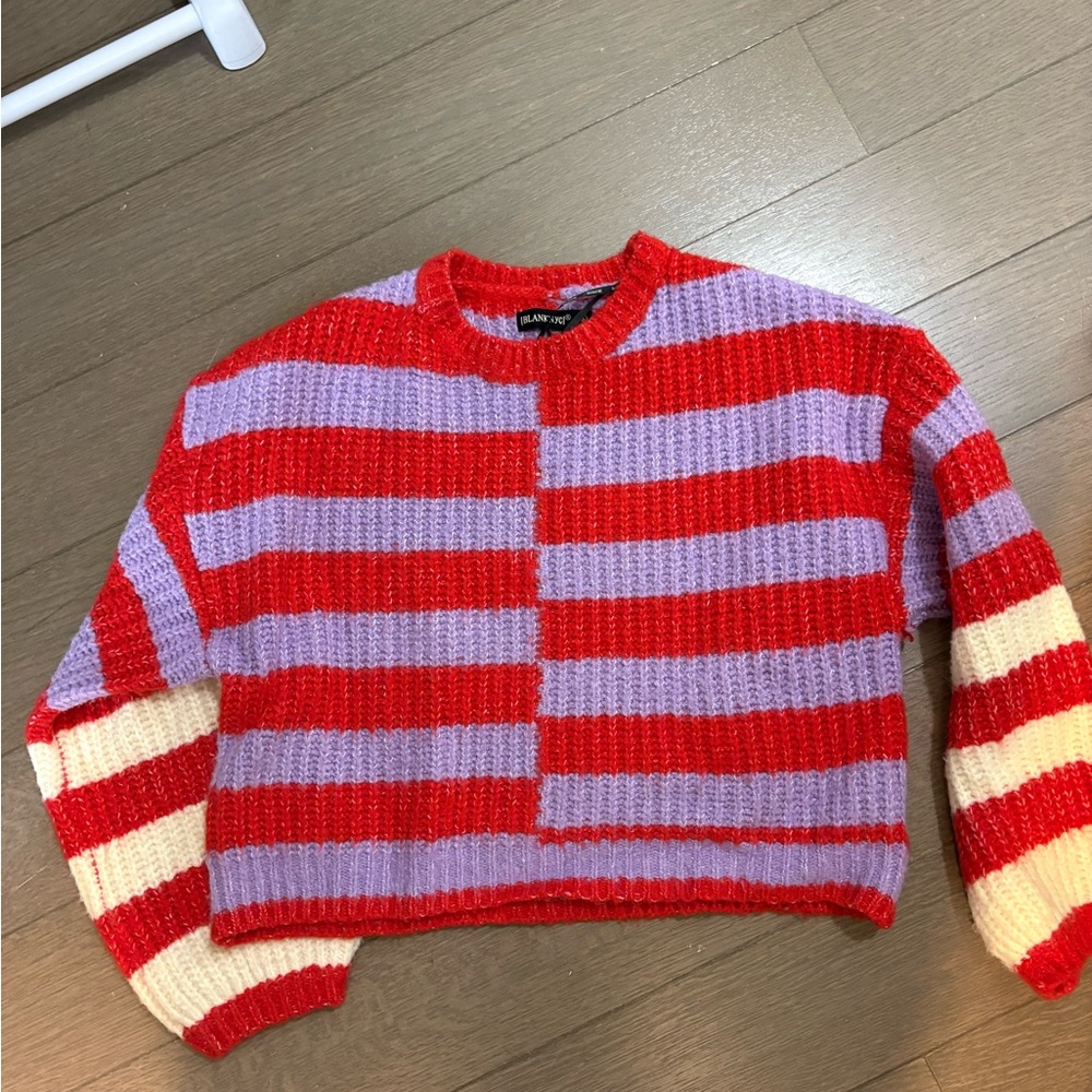 Blank NYC Red and Purple Striped Sweater